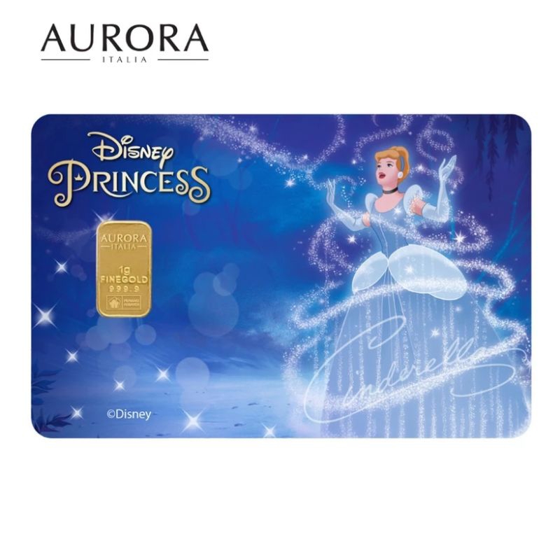 🇲🇾 Disney x Aurora Italia (1.0g) 999.9 Disney Princess Collection - Cinderella Limited Edition Gold Bar