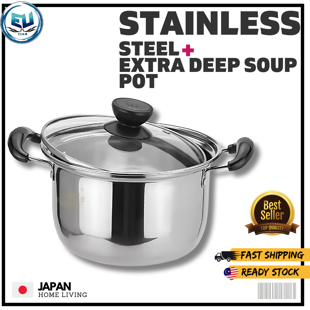 18cm Stainless Steel Extra Deep Soup Pot/DOUBLE HANDLE POT/COOKWARE/PERIUK 2 PEMEGANG
