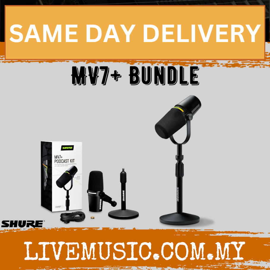 Shure MV7+ USB-XLR Podcast Microphone and Stand - Black / White ( MV-7 / MV-7 PLUS ) Replace MV7