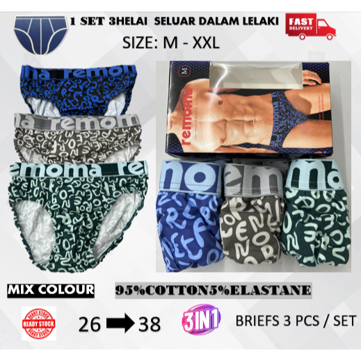 Seluar Dalam Lelaki Harga Borong Underwear Briefs M-6XL 3pcs/1set Boxer