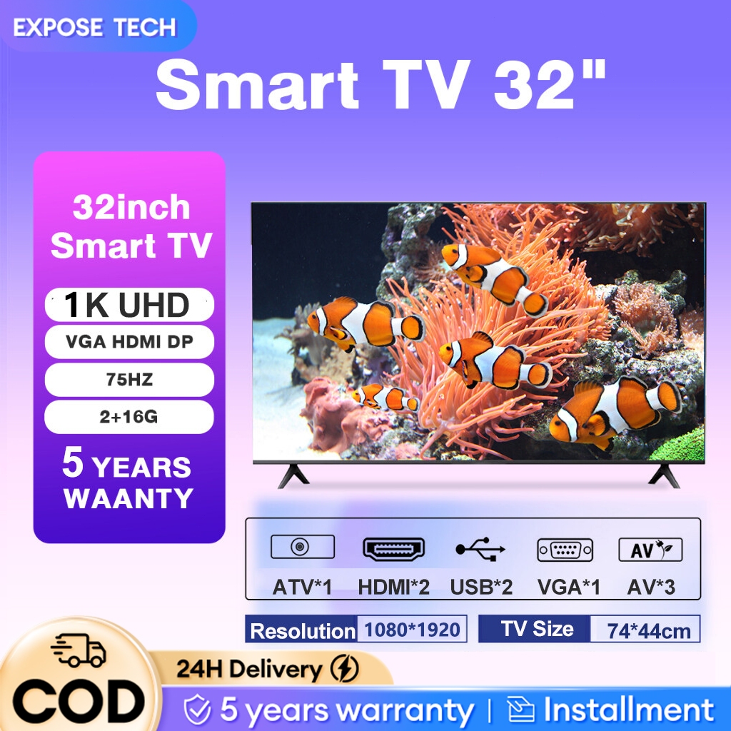 EXPOSE Smart TV Android TV Murah 4K HD 32/43 Inch LED WiFi Netflix YouTube 5 year Warranty