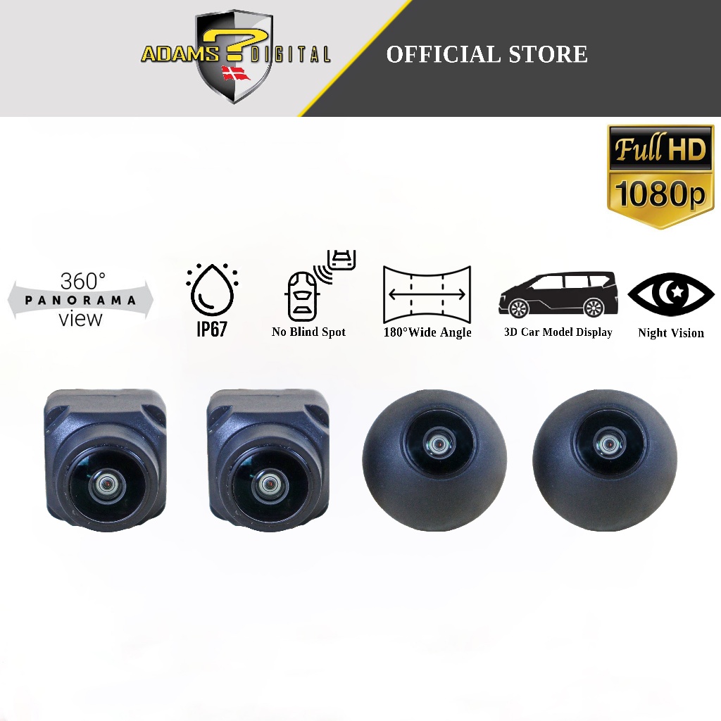 Adams Digital 360° Camera System 3D Birdeye Camera Blindspot car Sony 1080p For Android Player Only
