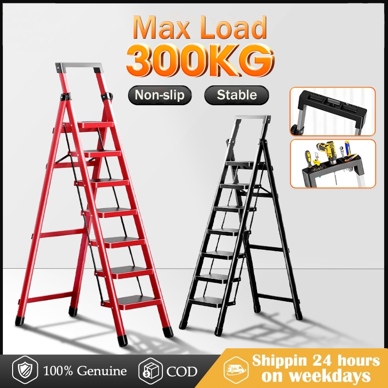 Lowest Price Tangga Lipat Heavy Duty HOUSEHOLD INDOOR LADDER Foldable 5/6/7 STEP FOLDING TELESCOPIC STAIR