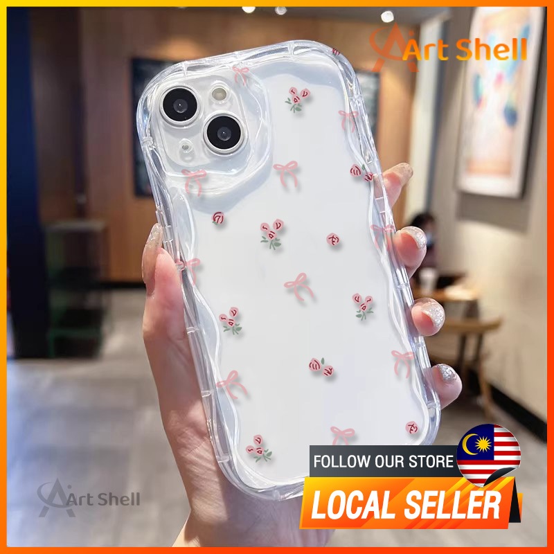 Small flower bow Compatible for IPhone 15 Plus 11 14 13 12 15 Pro Max XR X XS Max 15 7Plus 8plus Soft glue Soft Case