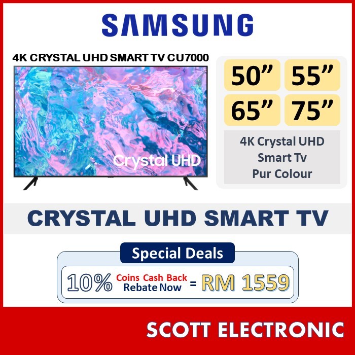 (Free Samsung 50" 55" 60" 65" 70" 75" 4K Crystal UHD Smart Tv CU7000 Series  50CU7000 55CU7000 65CU7000 75CU7000