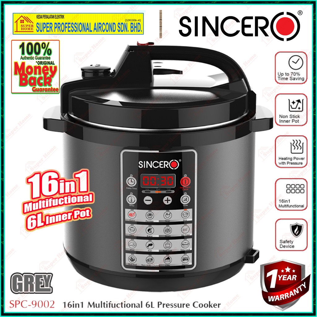 Sincero Pressure Cooker SPC-9002 16 in 1 Multifunctional Cooker 6L