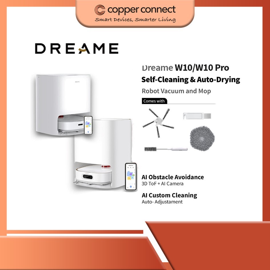 Dreame Bot W10/W10 Pro Self-Cleaning Smart Robot Vacuum and Mop, Auto-Dry, LDS Navigation + AI Action