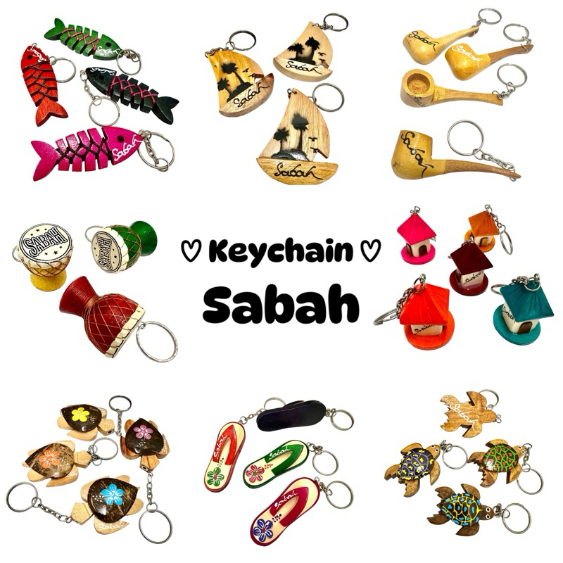 KeyChain Sabah Wood Malaysia Souvenir / Gift Cenderahati