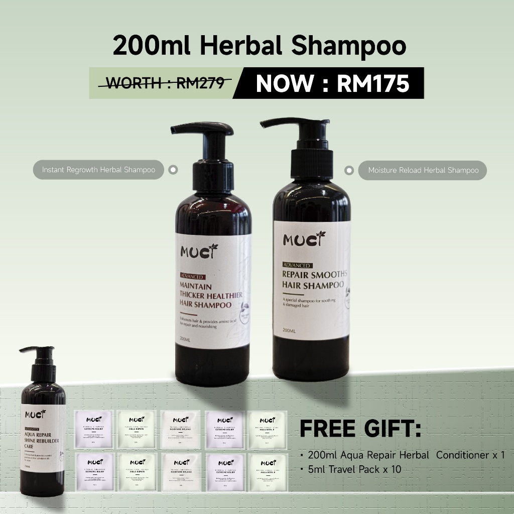 【HAIR FALL MUST BUY!】Shampoo 200ml + Free 1 Aqua Conditioner 200ml