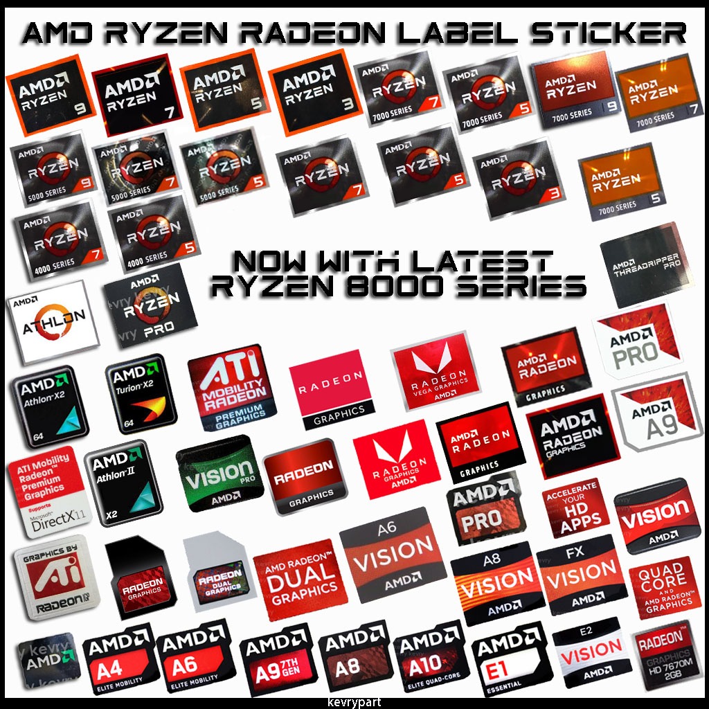 AMD Athlon Vega Ryzen ATI AMD Ryzen 3 Ryzen 5 Ryzen 7 Ryzen PRO Ryzen 3,5,7 8000 Laptop Desktop Label CPU Sticker Vinyl