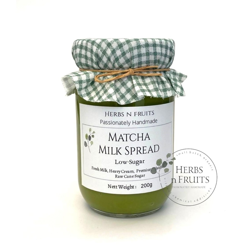 HerbsnFruits Premium MATCHA Milk Spread 200g. Low Calorie. Low-Sugar. No-Sugar-Added. 100% Natural. No Preservatives