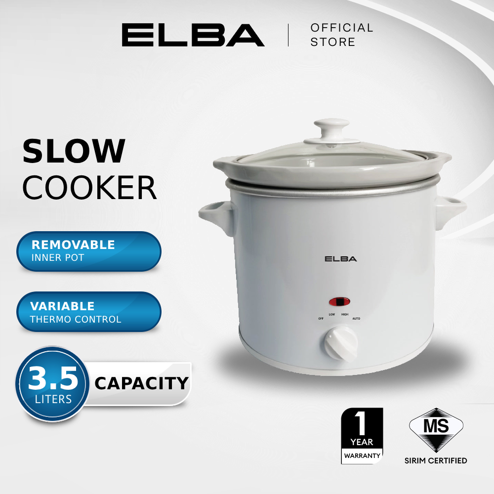 ELBA 3.5L Slow Cooker ESC-K3569(WH), ESC-K3568(CP) - Variable Thermostat Control - OFF, High, Low, Auto (3.5L/180W)