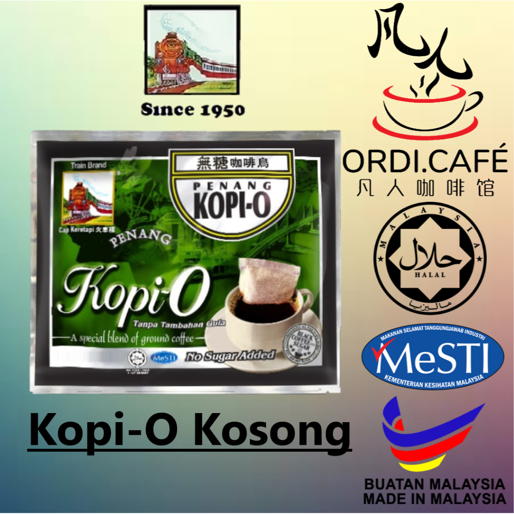 Cap Keretapi Penang Train Brand Kopi-O Kosong No Sugar 槟城火车标无糖咖啡乌 (20’s x 10g)