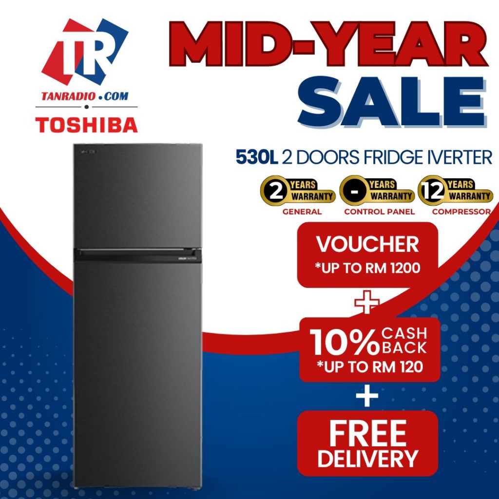 【MID YEAR SALE+FREE SHIPPING】Toshiba Pure Bio Inverter Refrigerator - Morandi Gray (530L) GR-RT624WE-PMY