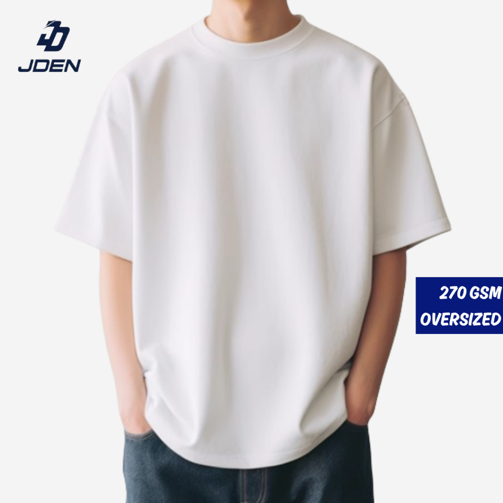 JDEN Oversized T-shirt 270gsm (Unisex) - 100% Cotton Tshirt Lelaki Perempuan 40-120KG Plus Size - Baju Lelaki/Perempuan
