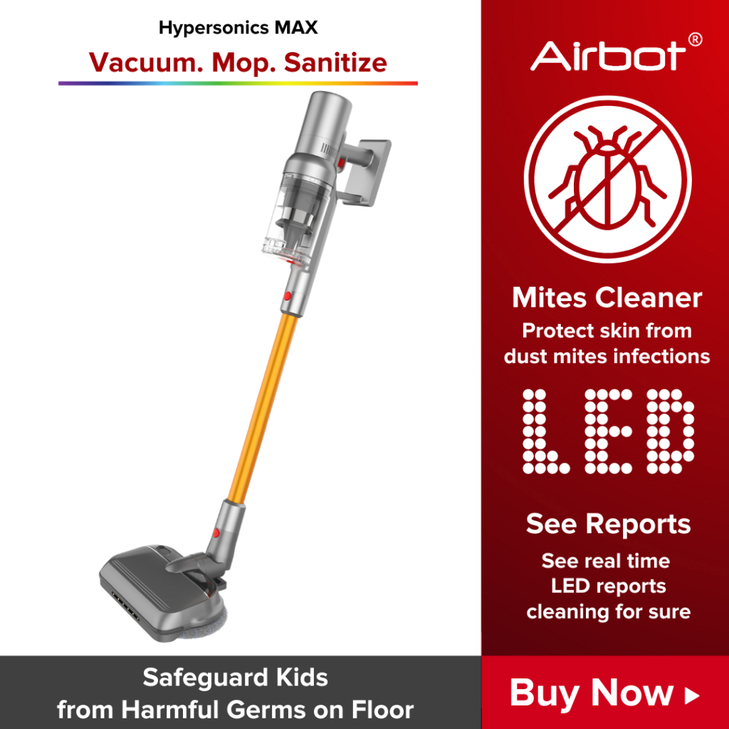 [ Ready Stock ] Airbot Hypersonics Max 33,000Pa Portable Handheld Smart Cordless Vacuum Cleaner Spinning Mop