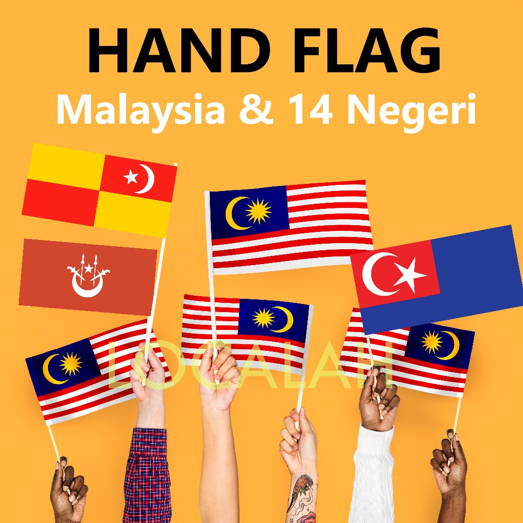Hand Flag Malaysia 14x28cm / Bendera Tangan Jalur Gemilang Selangor Perlis Kedah Pahang Terengganu Kelantan Johor Perak