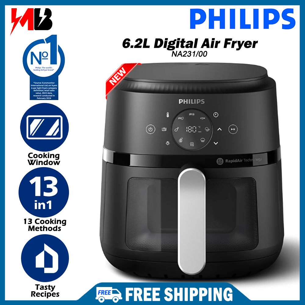 [ NEW ] Philips Digital Air Fryer (4.2L) (6.2L) NA221/00 NA231/00 2000 Series Airfryer With Window (NA221) (NA231)