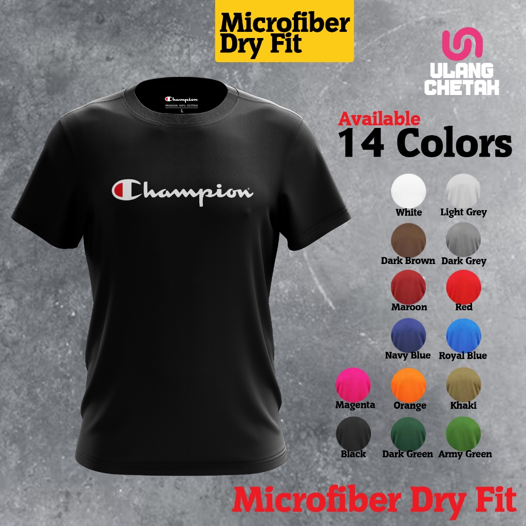 Champion D02 - Microfiber Dry Fit Jersey - Unisex 100% Microfiber Jersi Quick Dry Sport Tshirt