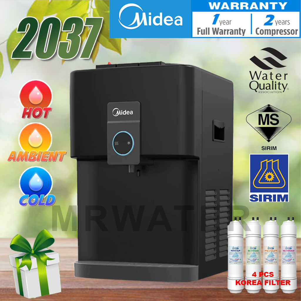 Penais Air 2024 NEW Midea Mild Alkaline Tabletop Water Dispenser Hot Normal Cold 2037T With 4 Korea Hahal Water Filter