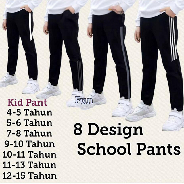 [Shopee Choice] Unisex Kid Pants Seluar Panjang Budak Sekolah Slim Flit Tracksuit Fashion Seluar Panjang Budak Sukan