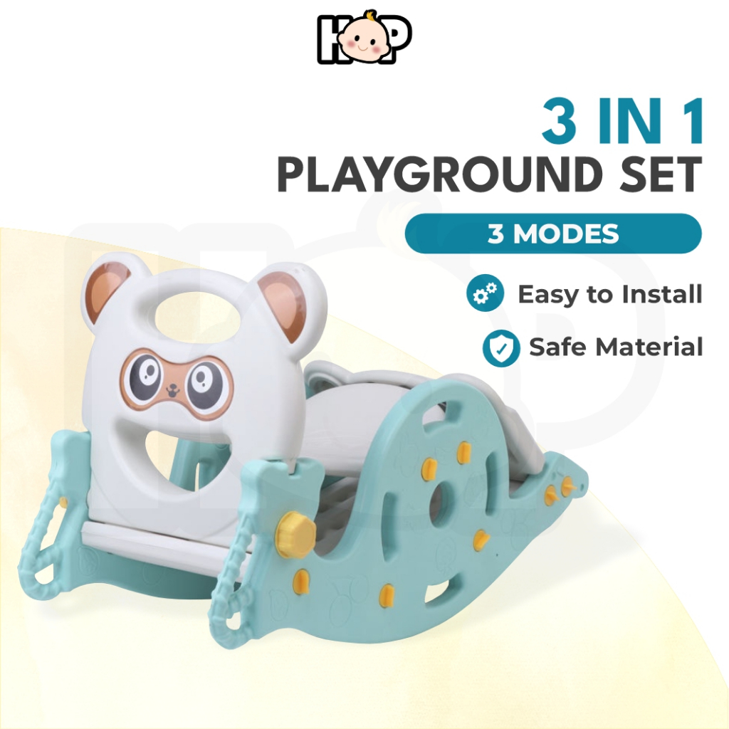 3 in 1 Gelongsor Set Playground Kids Indoor Outdoor Baby Playground Children Rocking Horse Chair Slide For Kids Slide