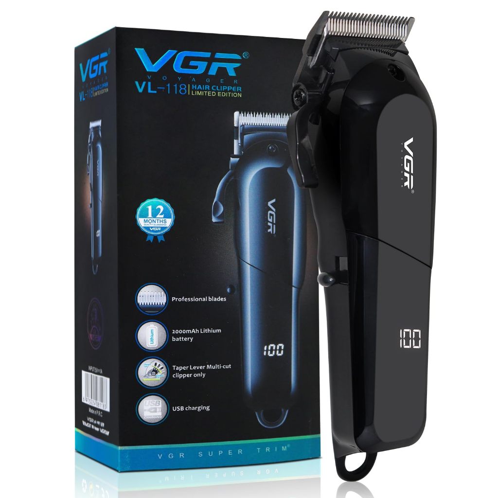 VGR VL-118 Clipper & Trimmer  Professional Corded & Cordless Hair Clipper with USB Rechargeable