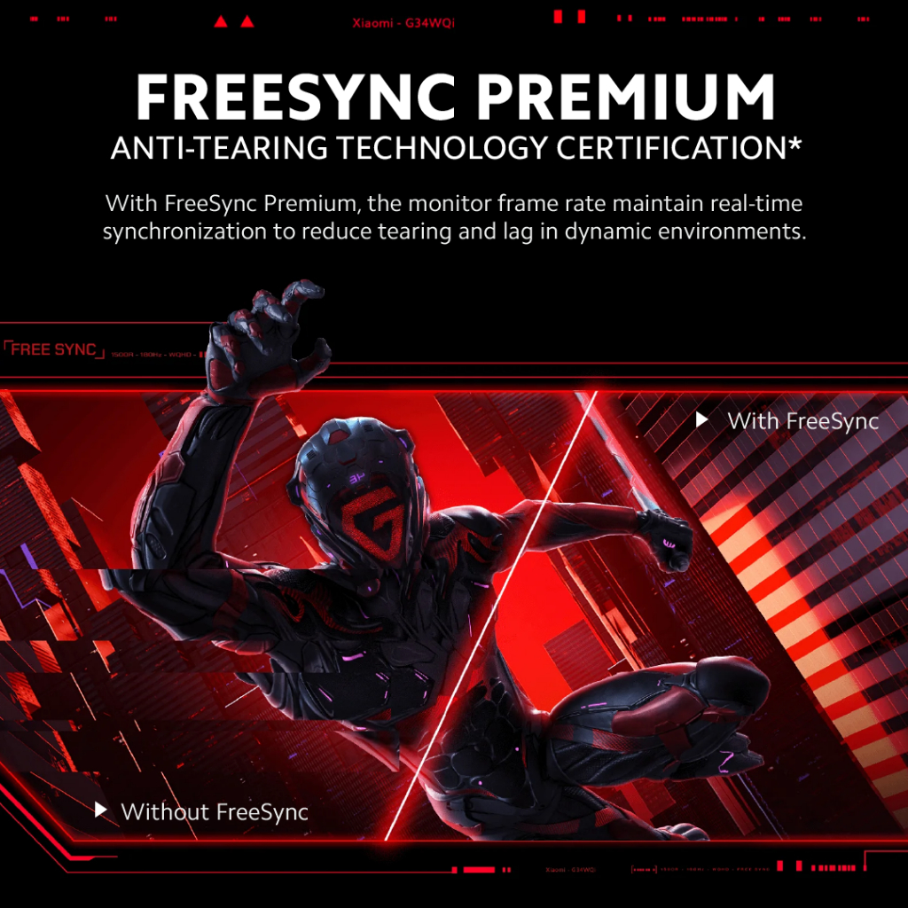 Xiaomi Curved Gaming Monitor G34WQi | 34'' WQHD Display| 180Hz Refresh Rate | FreeSync Premium | 1ms Fast Response | RGB