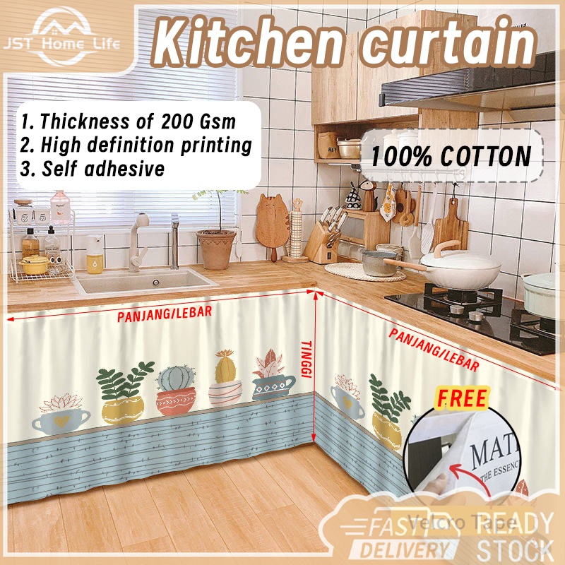 【Thick 200 Gms】70*130Cm Kitchen Curtain Cabinet Curtain Langsir Dapur Tirai Dapur Langsir Kabinet Singki Dapur 遮擋窗簾
