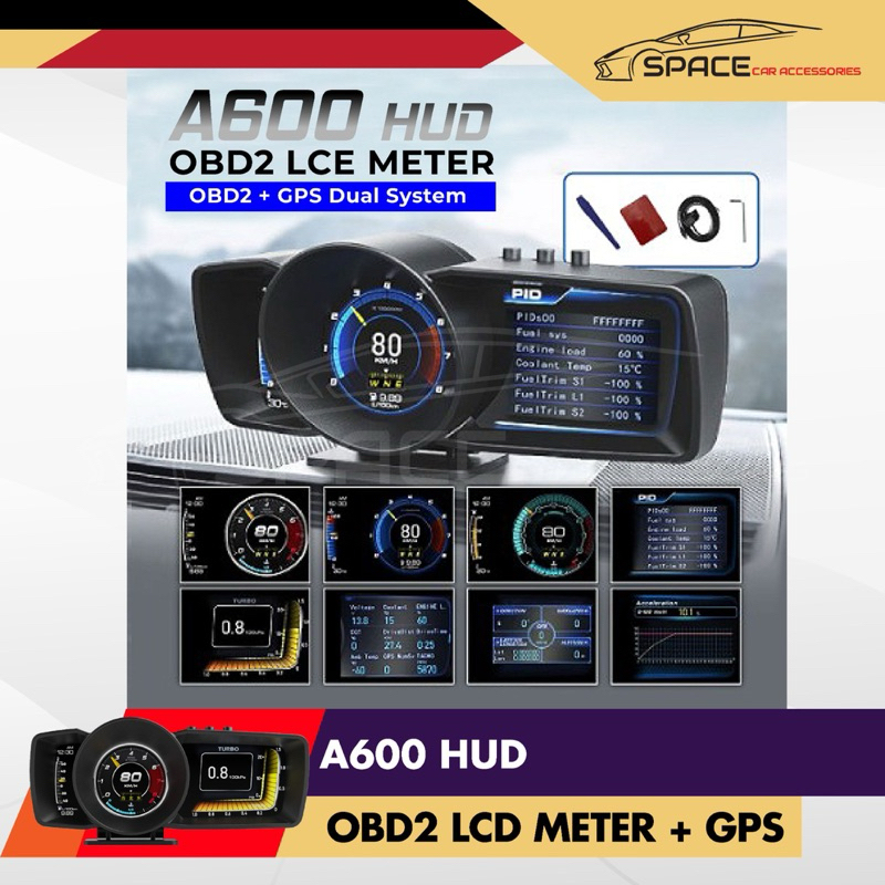 A600 OBD2 Meter Gauge Meter Car GPS Alarm Speed Head-Up LCD display Water temp RPM Turbo Boost HUD engine status