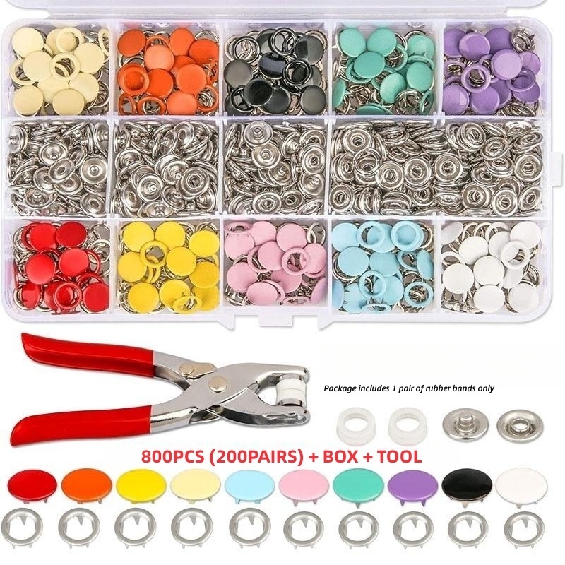 800PCS Metal Snap Button Set Colorful Hollow Five-Claw Buckle Installation Tool Set Infant Children Baby Snap Button