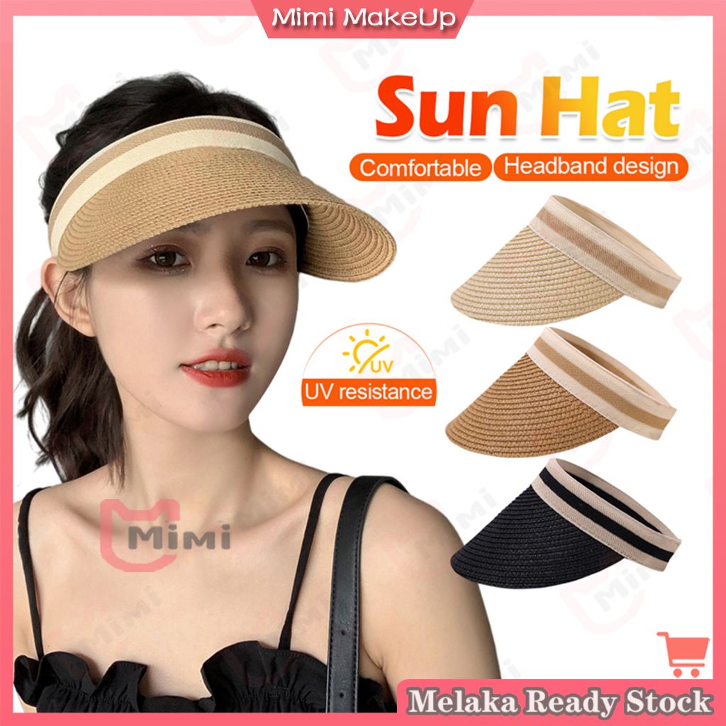 Topi Pantai Wanita Cap Korean Style Woman Summer Outdoor Travel Sun Visor Sun Beach Leisure Wild Anti UV Hat 防晒帽 太阳帽