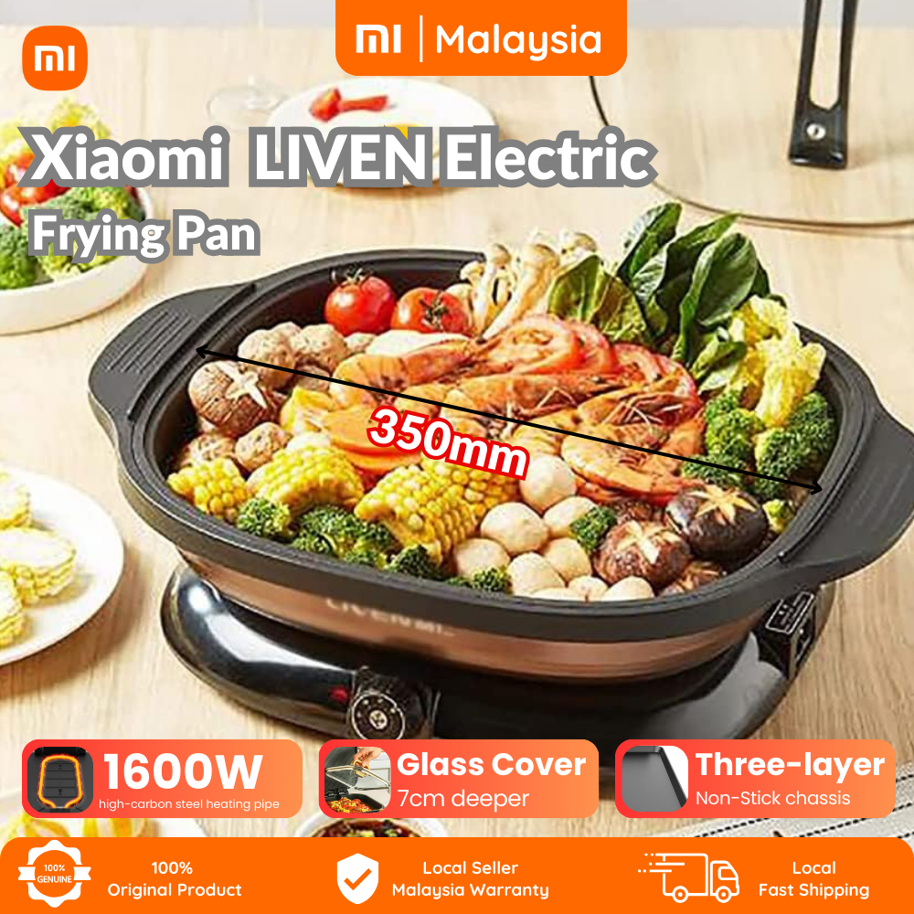 Xiaomi LIVEN Electric Frying Pan 350mm Extra Large Electric Hot Pot 1600W Skillet Flat Pan Grilling Plate Nonstick