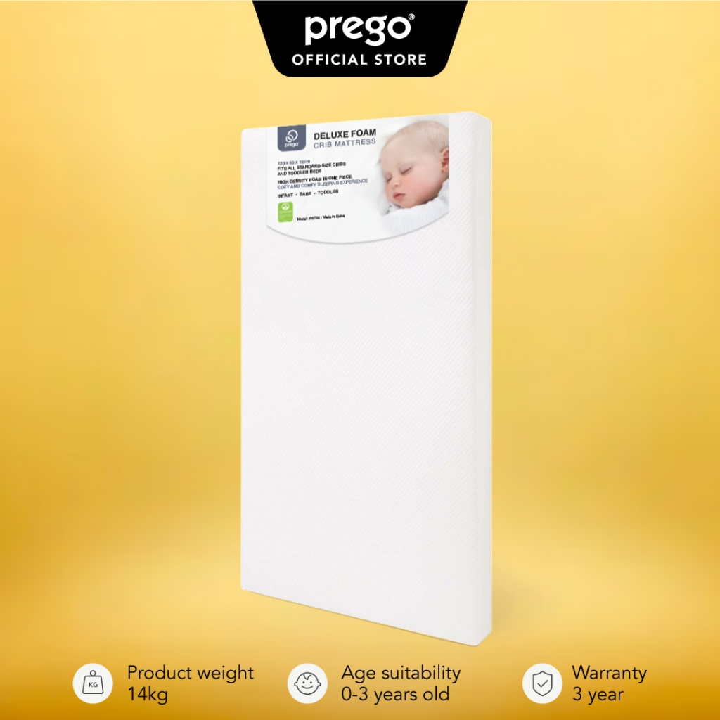 Prego Deluxe Foam One Piece Mattress Crib For Baby Cot Newborn