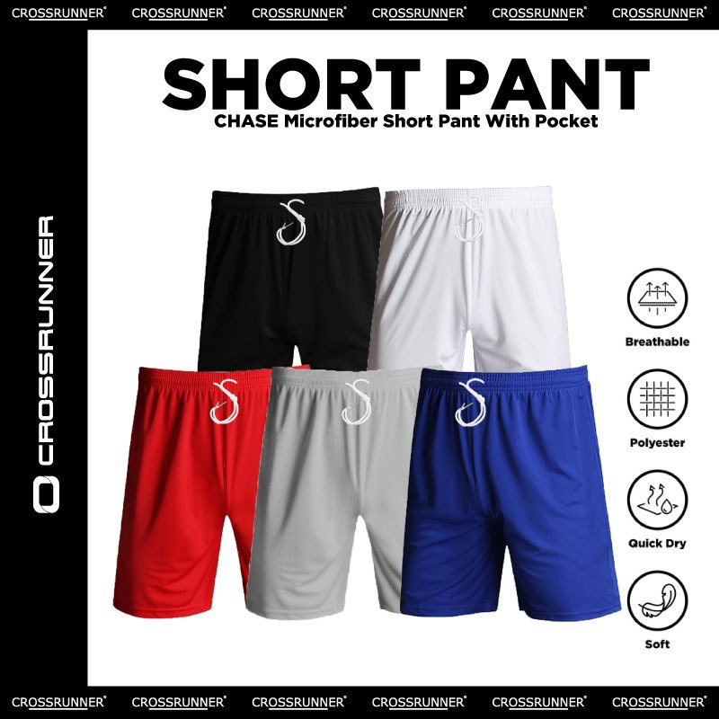 CHASE Microfiber Short Pant With Pocket Seluar Pendek Lelaki Sport Men Seluar Sukan Lelaki Short Pants Shorts Quick Dry