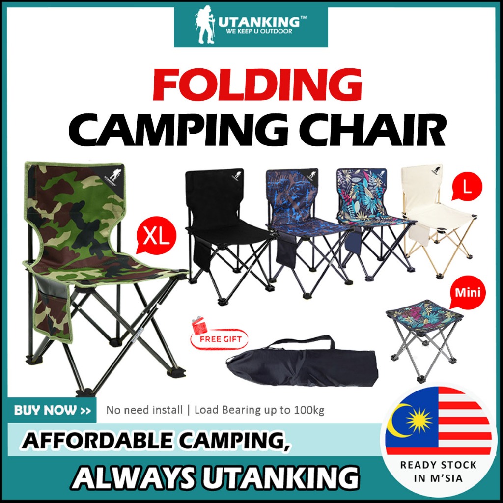 UtanKing™ Folding Camping Chair Outdoor Camping Stool Fishing Chairs Hiking Stools Kerusi Lipat