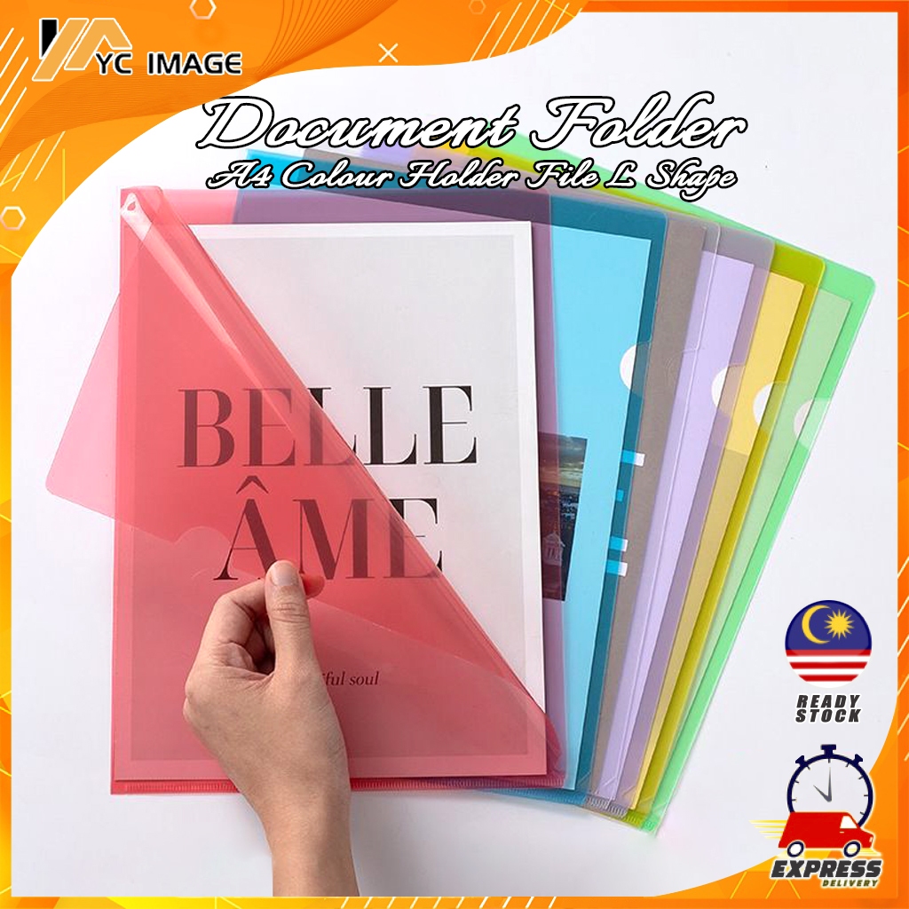 A4 Size L-Shaped Folder A4 Colour Folder L Transparent Color File Cover Waterproof Desk Folder Pejabat Kertas