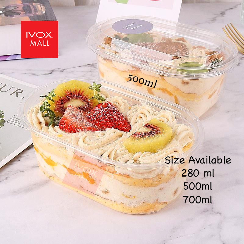 280ml / 500mI / 700ml Transparent Oval cake box / Pudding box / Mousse Box / Kotak Bekas Cheese kek