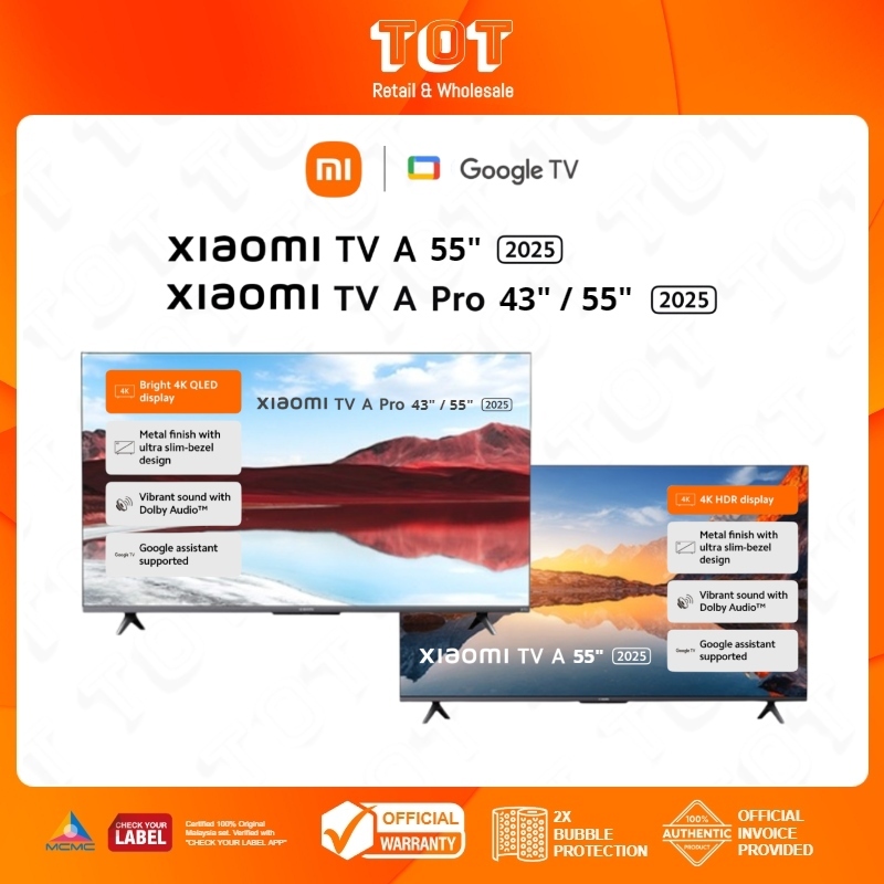 [2025 VERSION] XIAOMI TV A 55" / A Pro 43"/55"/65" 2025 (2 Years Warranty By Xiaomi Malaysia)