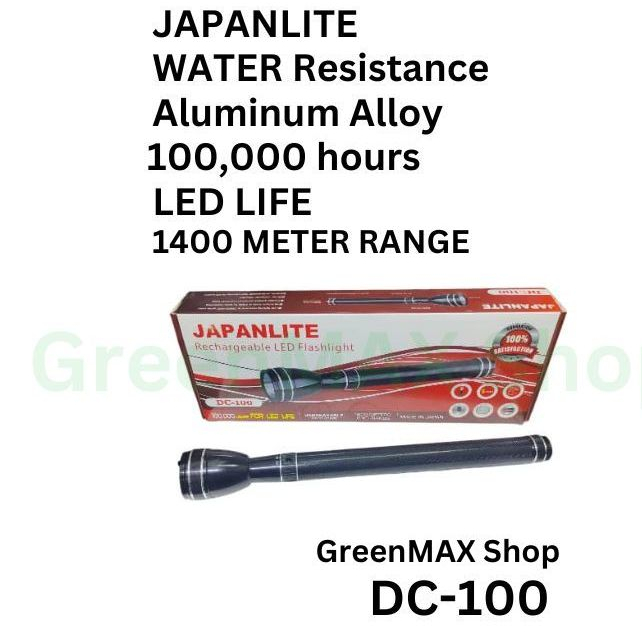 (Ready Stock) DC-100 LED Rechargeable Aluminum Flashlight, Green-Max-Light, Torch, Warranty