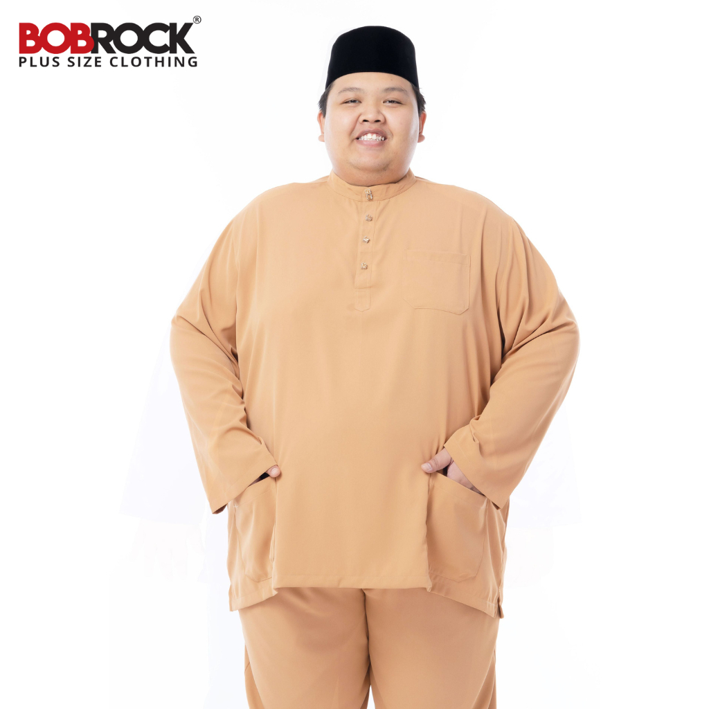 BOBROCK Plus Size Baju Melayu Relaxed Fit Cotton Satin - Cekak Musang