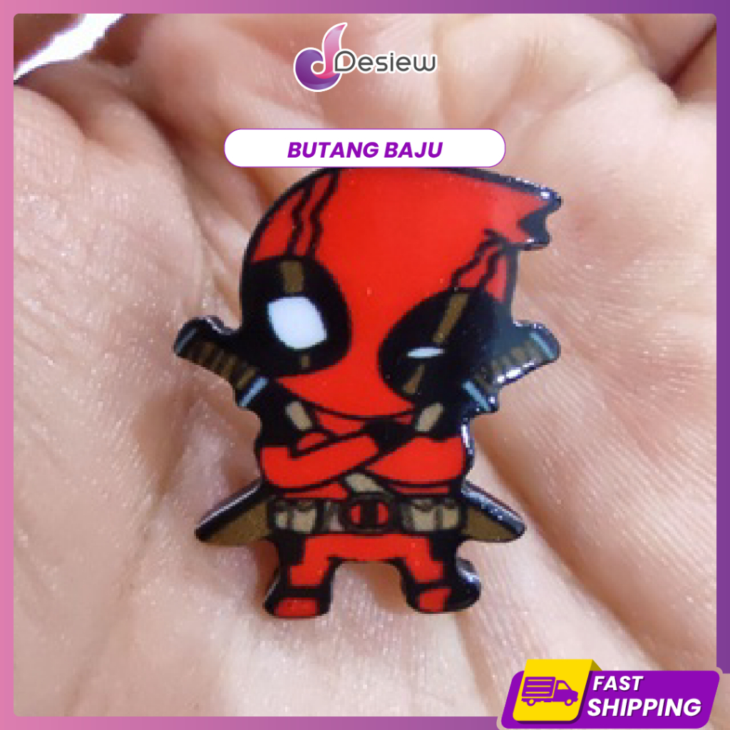 1pc Butang Baju Melayu Budak Spiderman Venom Deadpool Superman Superhero Crocs Shoes Malay Shirt Buttons