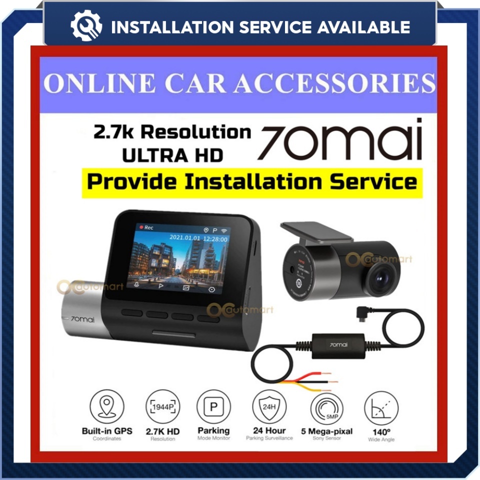 Provide Installation 70mai Pro Plus A500S or M500 Car Recorder Front n Rear Dashcam 70 mai Dash Cam Built in GPS 1944P