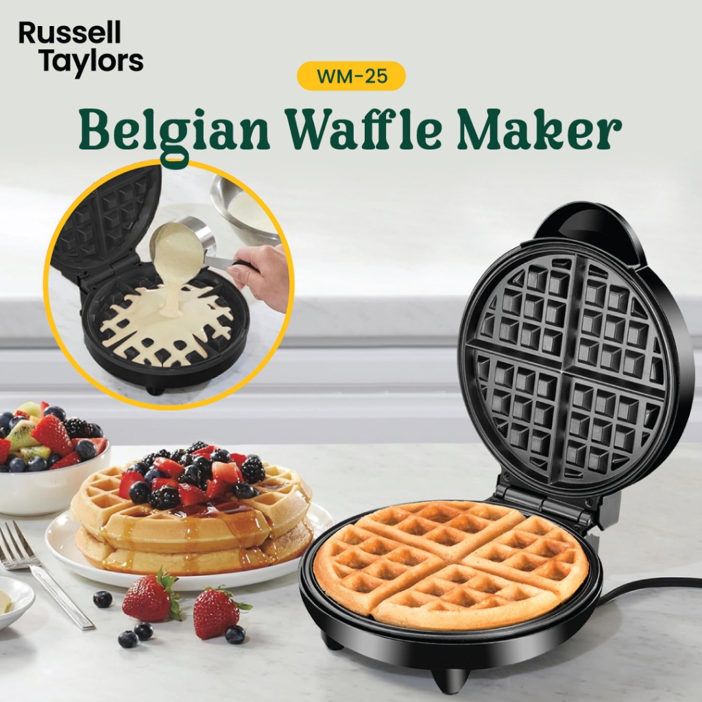 Russell Taylors Stainless Steel Belgian Waffle Maker Temperature Control WM-25
