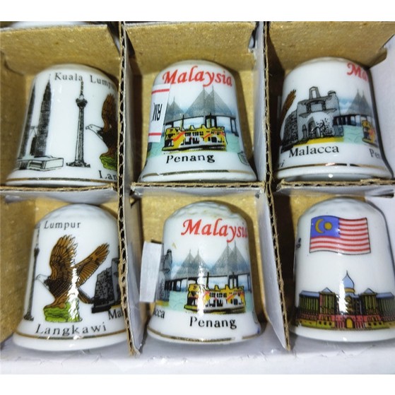 Malaysia Penang Porcelain sewing thimble finger souvenir gift
