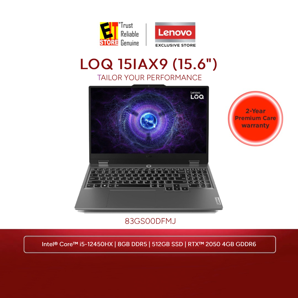 LENOVO LAPTOP LOQ AI GAMING (I5-12450HX /8GB DDR5/512GB/15.6 FHD 144HZ/4GB RTX2050/A1 CHIP/W11/BAG/2Y) 83GS00DFMJ