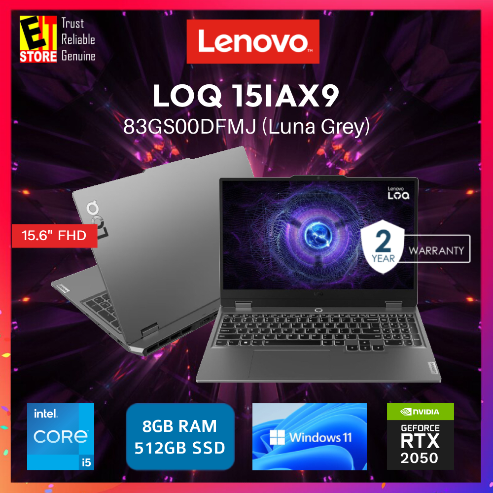 LENOVO LAPTOP LOQ AI GAMING (I5-12450HX/8GB DDR5/512GB /15.6 FHD 144HZ G-SYNC/RTX 2050 4GB/AI CHIP/W11/BAG) 83GS00DFMJ