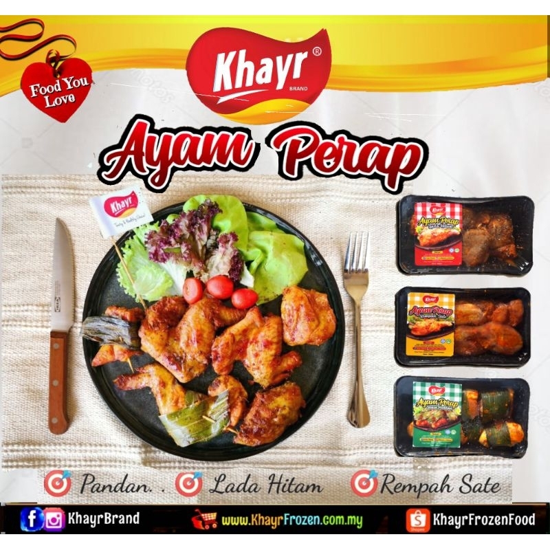 Khayr Ayam Perap Pandan, Lada Hitam, Rempah Sate, Buffalo Chicken Wings | Ready To Cook | Halal Food | Muslim Seller