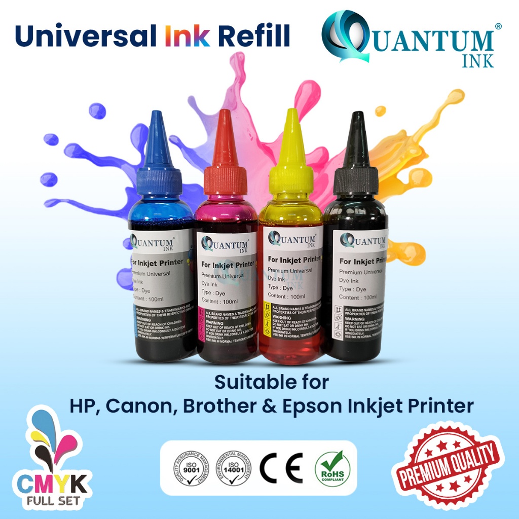 Universal Inkjet Printer Refill Ink 100ml for HP Canon Epson Brother Printer