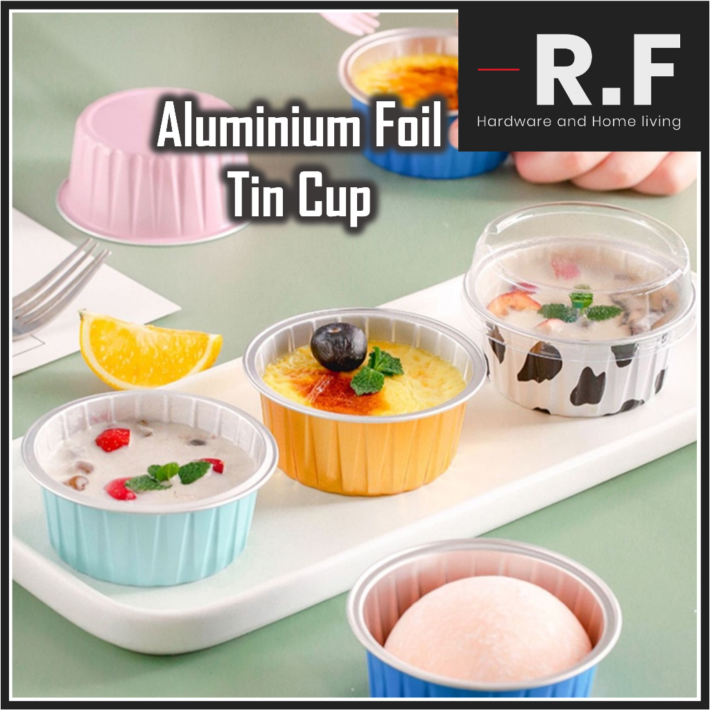 10pcs Reusable Aluminium Foil Tin Cup Pudding Cake Mold Air Fryer Tinfoil Box Baking Tray foil Cup Bekas Aluminium铝锡纸布丁杯